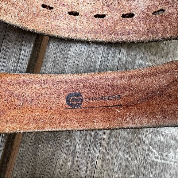 Vintage Chambers Tooled Leather Belt with North Dakota Soil Conservation Buckle - Picture 8 of 9